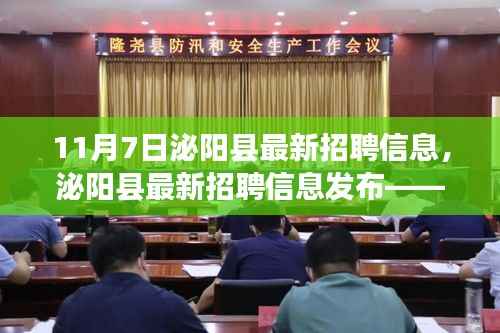 泌阳县最新招聘信息发布(职场人的新选择)——11月7日更新