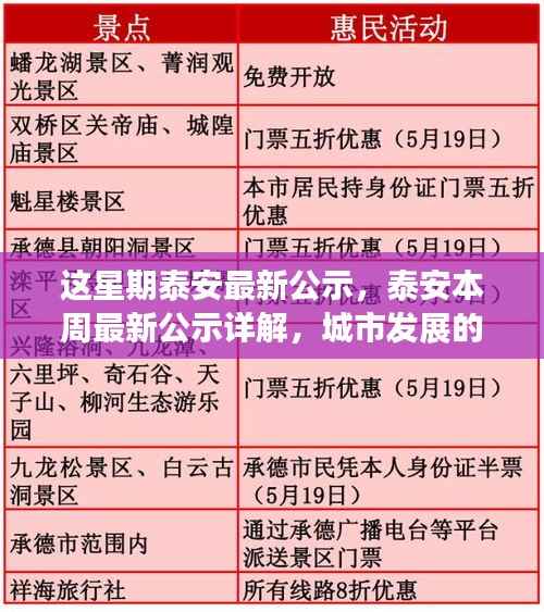 泰安最新公示详解,城市发展与民生关切脉搏的洞察