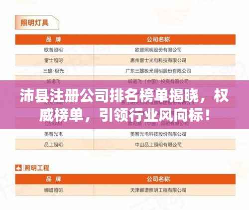 沛县注册公司排名榜单揭晓，权威榜单，引领行业风向标！