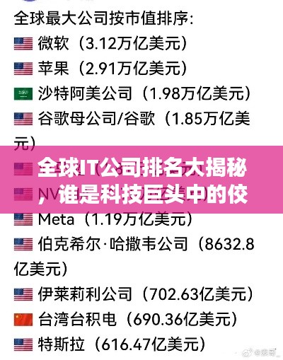 全球IT公司排名大揭秘,谁是科技巨头中的佼佼者?
